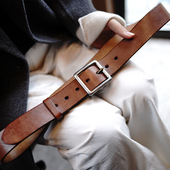 定制牛皮文艺复古钢扣百搭中性帅气百搭休闲真皮牛仔裤 皮带腰带