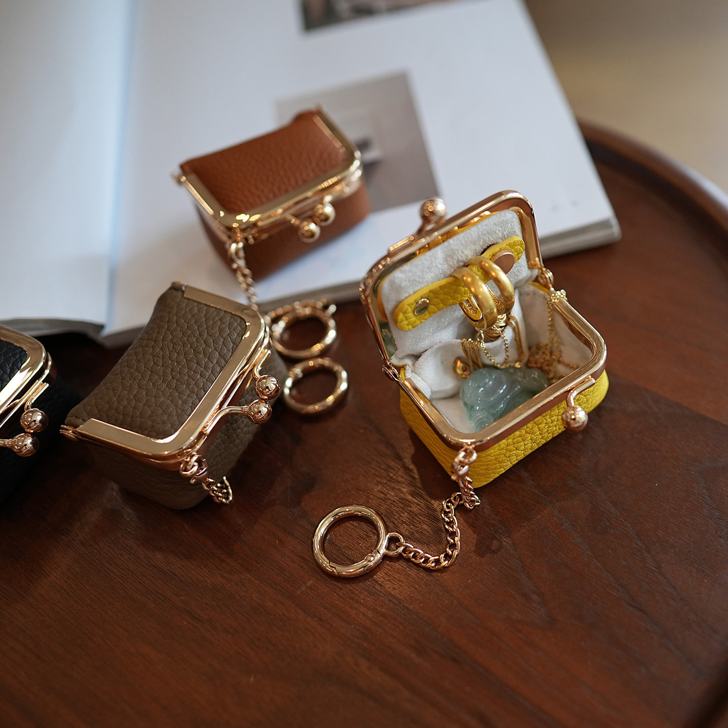鹿小姐可爱头层牛皮随身便携真皮首饰戒指耳环项链零钱收纳小挂包,箱包皮具/热销女包/男包,钱包,淘宝优惠券,粉丝福利购,淘宝优惠卷