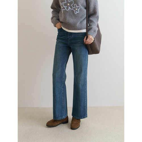 四面弹高腰烟管九分牛仔裤小个子