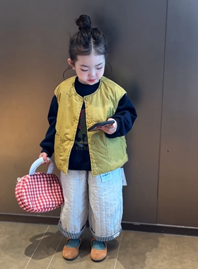 清仓女童双面穿马甲秋冬儿童韩版洋气坎肩背心女宝宝秋季外穿马夹