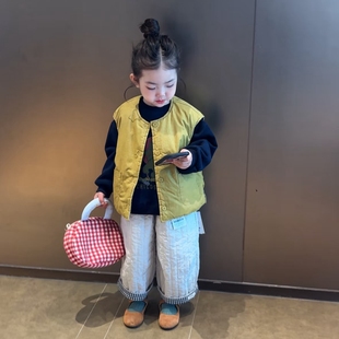 清仓女童双面穿马甲秋冬儿童韩版洋气坎肩背心女宝宝秋季外穿马夹