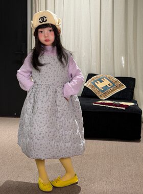 秋冬加厚夹棉女童连衣裙两件套