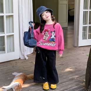 女童套装2025新款女宝宝洋气时髦加绒卫衣儿童秋冬款阔腿裤两件套