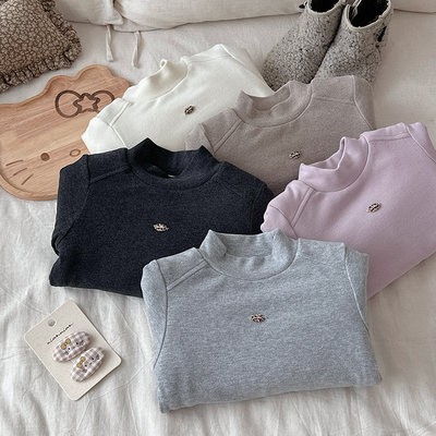 女童夹棉加厚上衣半高领打底衫
