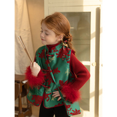 2025儿童中国风拜年服女宝宝复古过年马甲 冬装 清仓女童新中式 套装