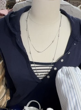 Northday自制材质升级BM同款元气感少女镀白金多层珍珠长项链