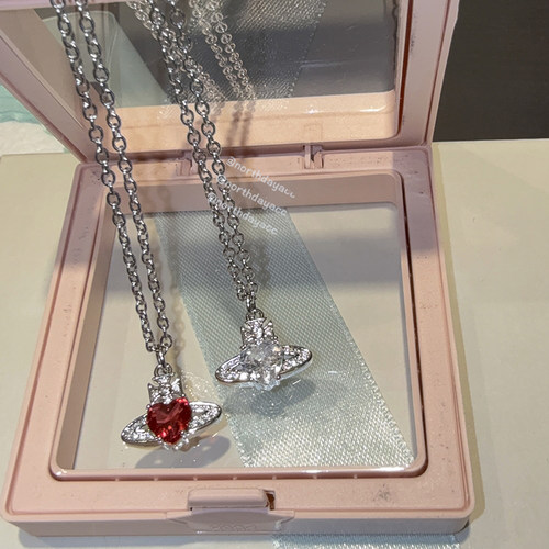 Northday实拍多色 土星爱心火龙果红宝石桃心暮色星球项链锁骨链