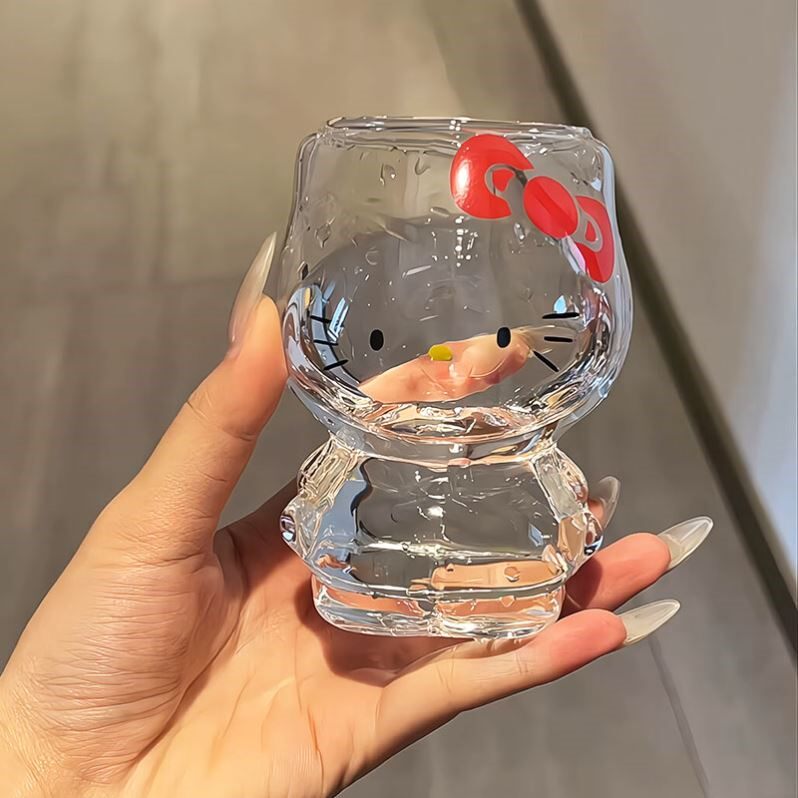 hellokitty玻璃杯水杯家用喝水杯大容量耐高温早餐杯牛奶杯ins风