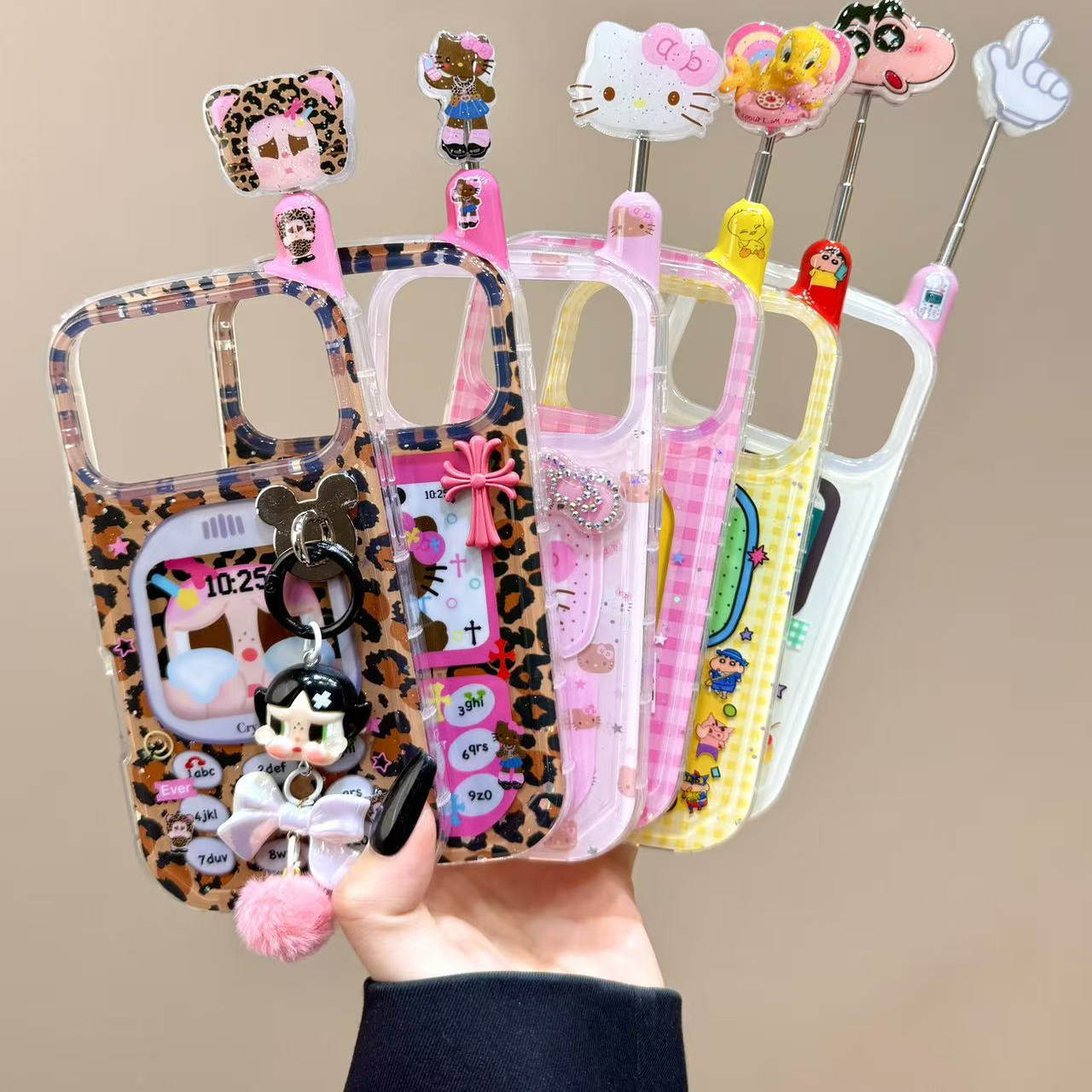 创意可爱伸缩天线大哥大挂件适用苹果17promax手机壳iphone16新款15pro女款14pm全包保护壳