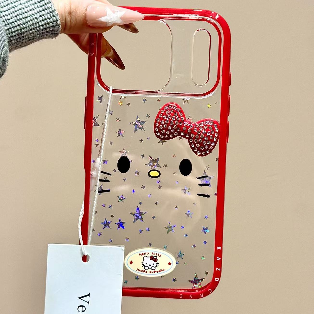 鎏金星星猫咪表情立体红蝴蝶结适用苹果17promax手机壳iphone16新款15pro女款14pm全包保护壳