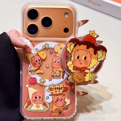 可爱小熊装星星男孩磁吸支架适用苹果17promax手机壳iphone16新款15pro女款14pm全包保护壳