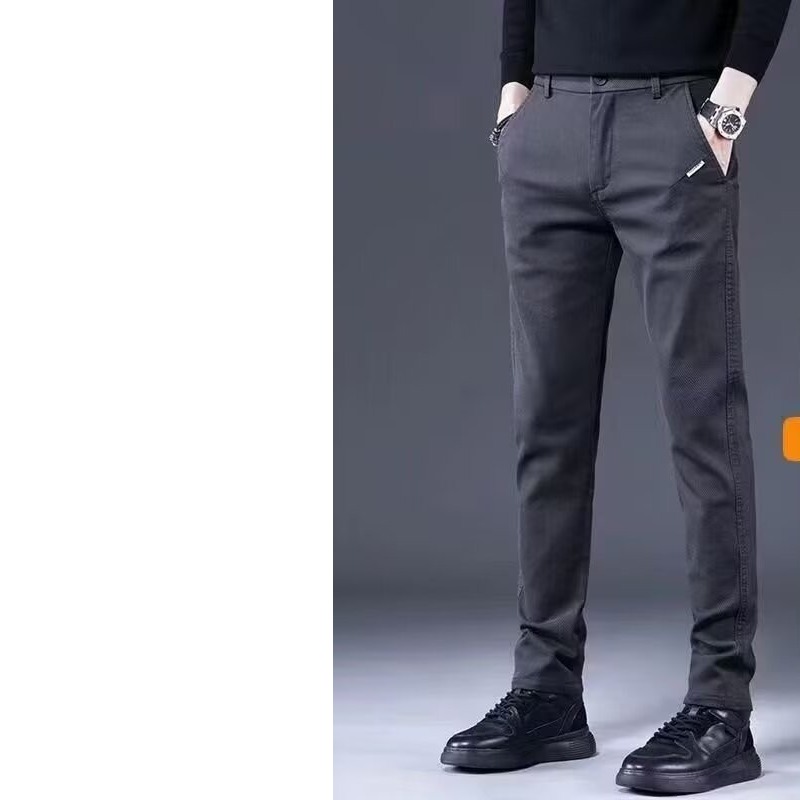 2025春秋新款黑色休闲裤男士弹力修身商务裤子男潮流百搭直筒长裤