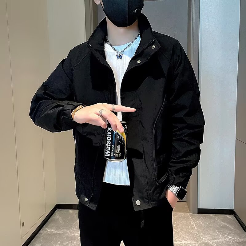 男士外套秋季新款2025爆款潮牌工装立领夹克痞帅春秋休闲防风上衣