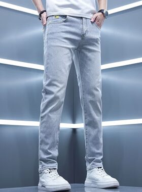 2026新款男士牛仔裤男夏季薄款浅色休闲男裤修身小脚高端裤子男款