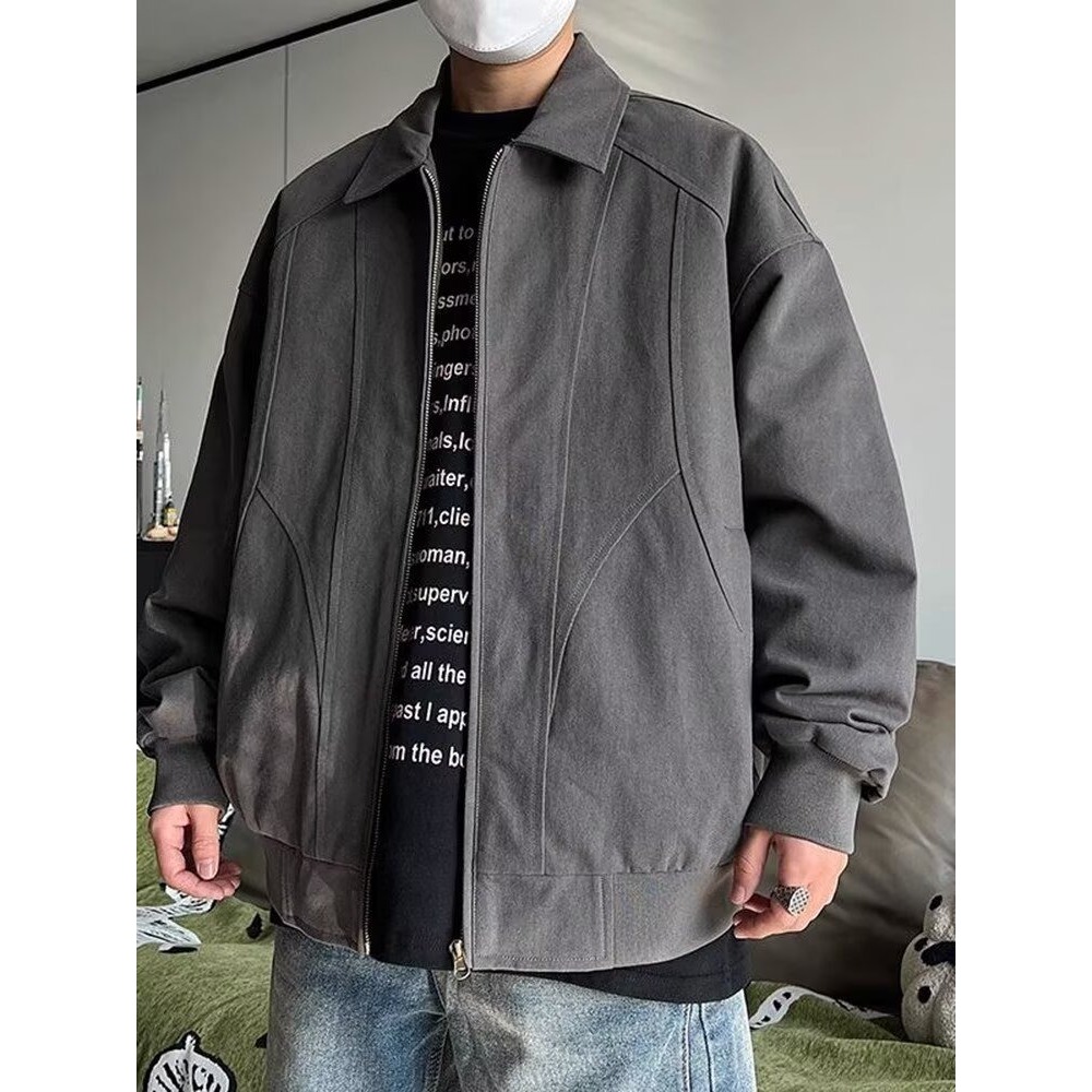 翻领休闲夹克男士2025年春秋季新款成熟稳重休闲外套时尚百搭上衣
