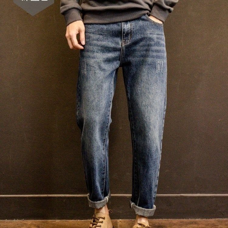 春秋款男士牛仔裤宽松直筒胖子大码男裤潮牌美式休闲裤子男款复古