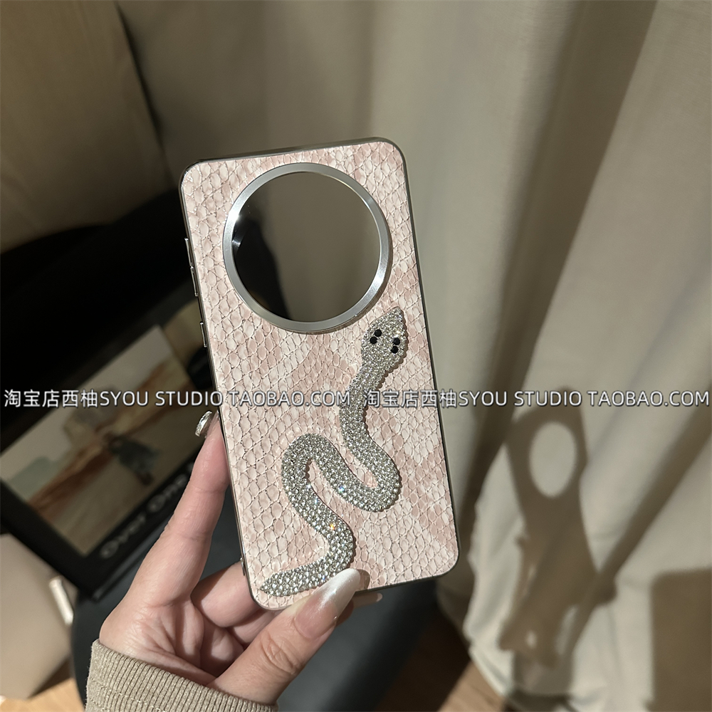 高端奢华水钻蛇适用vivo X200Pro mini手机壳OPPO find X8Pro保护套x100Ultra新款高级感简约电镀粉蟒纹创意