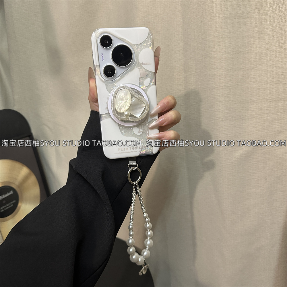 适用华为Pura80Pro+手机壳Pura70保护套mate70Pro+高级感新款ins几何星星珍珠磁吸支架土星链条手提气质女生