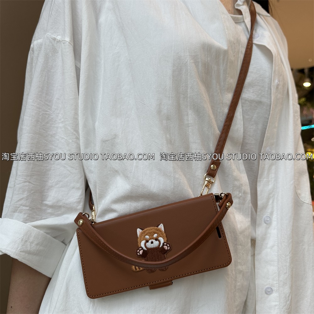 适用荣耀magic7Pro手机壳华为mate70Pro保护套mate60新款荣耀300小熊翻盖皮套斜挎手提挂绳简约高级感防摔壳