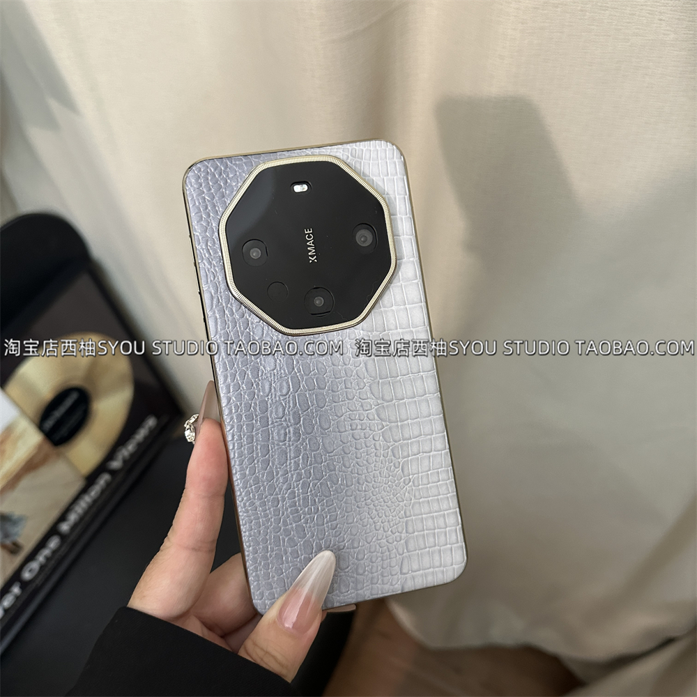 浅灰真皮鳄鱼纹皮壳适用华为Mate70RS非凡大师手机壳mate70Pro保护套60RS简约60Pro高级感全包男女高档防摔