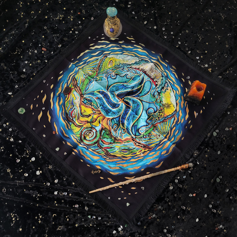 星辰大海塔罗布盖亚凯尔特宇宙创意个性桌布60*60加厚塔罗牌桌布