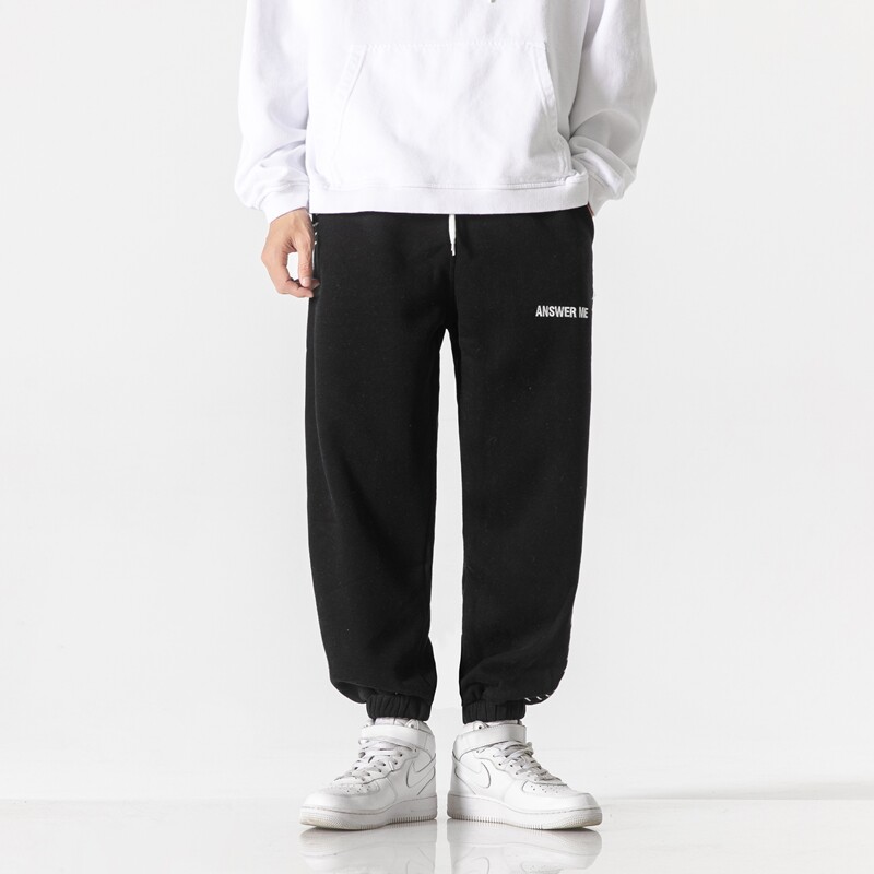 模特图K285冬季新款侧边线条个性装饰加绒卫裤P95119,男装休闲裤,新杭派391(FUSEEHO 391)