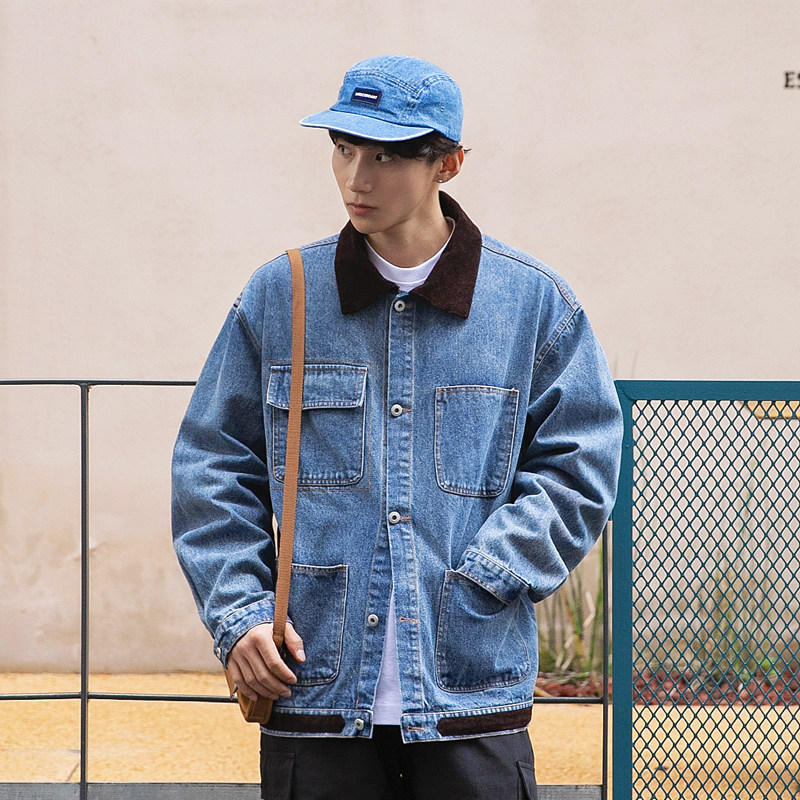 FUSEEHO 模特图 FW288 灯芯绒撞色领牛仔衣外套 P135图片