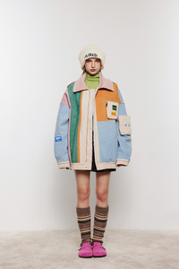 ANSWER ME 391 模特图 MY125 不规则拼接夹克棉服 P215 控265图片