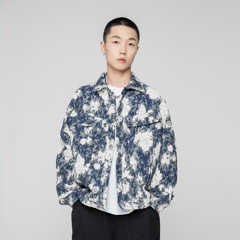 模特图W165花卉面料夹克P120140，男装夹克，新杭派391(FUSEEHO 391)
