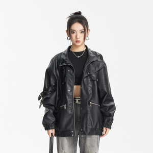 ANSWER ME 模特图 W251 鳄鱼纹黑色皮衣机车服 P160图片