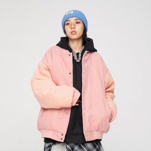 ANSWER ME 391 模特图  MY87 钢印拼接撞色棒球棉服 P175图片