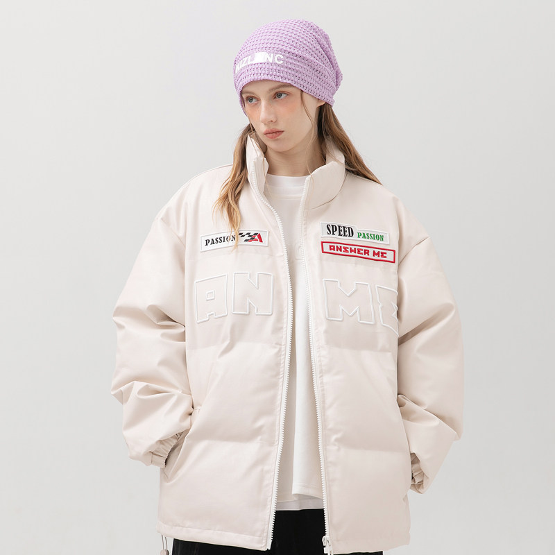 模特图MY109冬季胸口刺绣PU皮面包服立领棉衣P170控价219,男装棉衣,新杭派391(FUSEEHO 391)