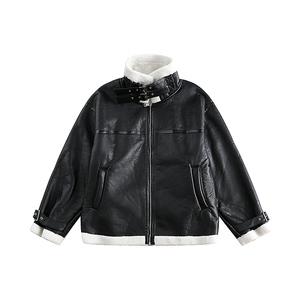 白底图 MY132 冬季皮毛一体羊羔毛飞行员夹克棉服 P215 控265,男装皮衣,新杭派391