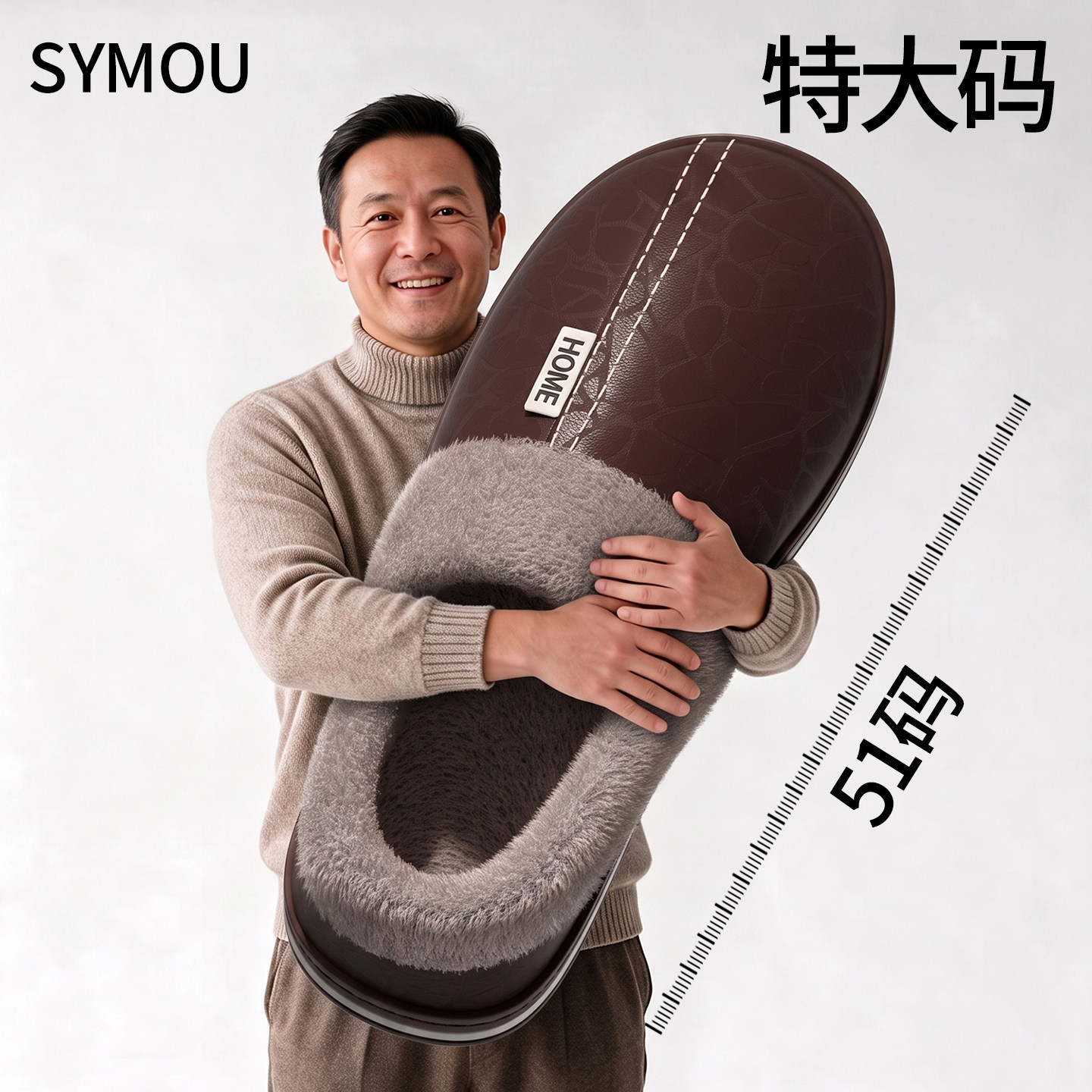 超大码男士棉拖鞋中老年人秋冬季2026新款室内家居防滑厚底拖鞋男