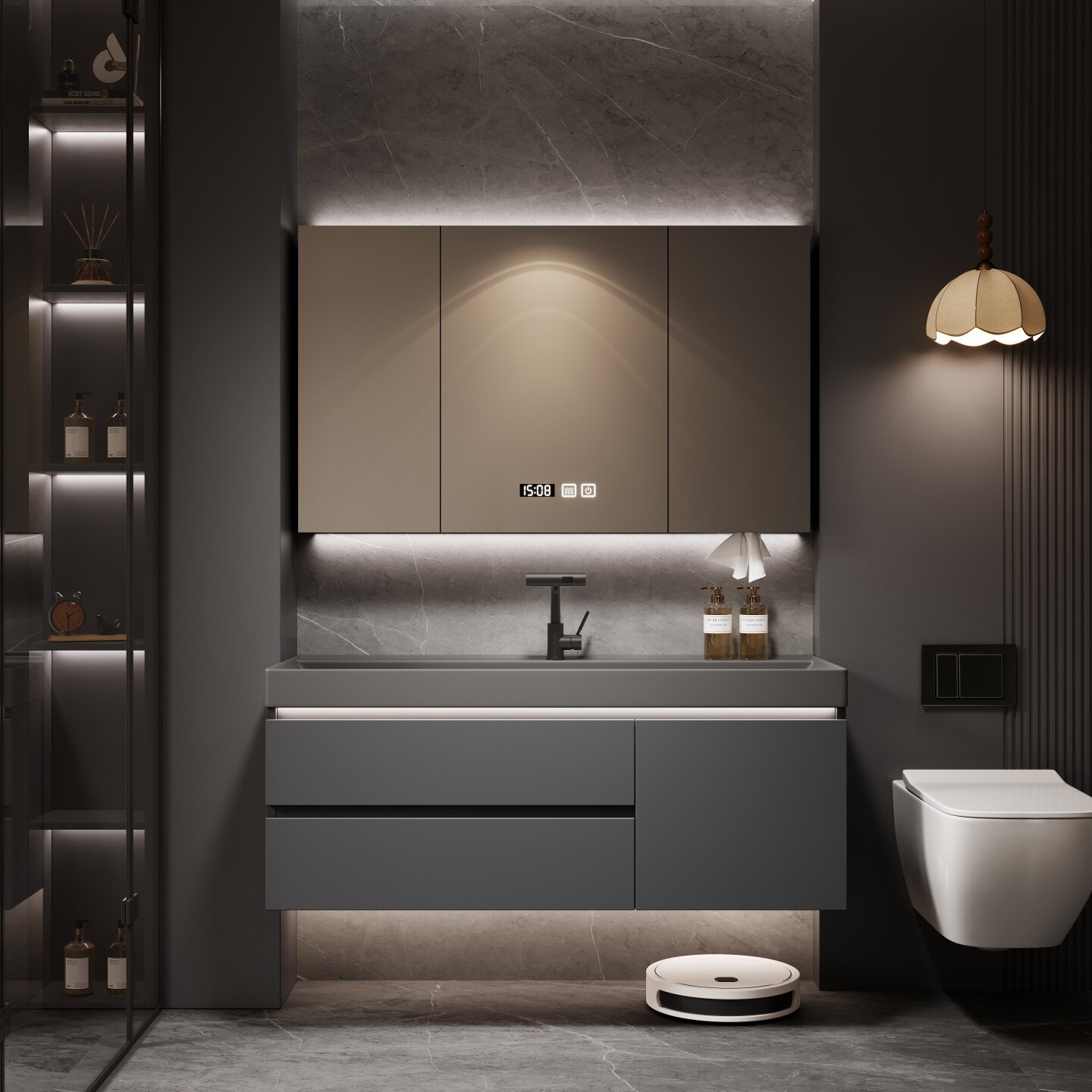 2026新款浴室柜鎏金石一体盆洗漱台轻奢风卫生间洗脸洗手池卫浴柜