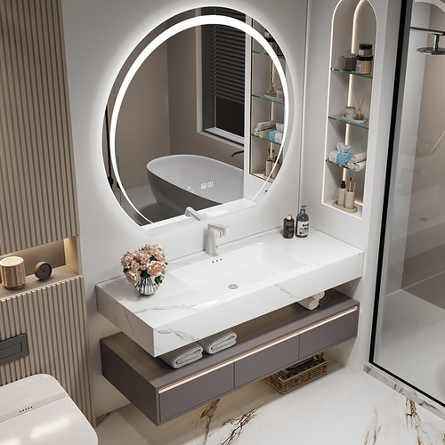 小红书推荐+酒店风+岩板一体盆