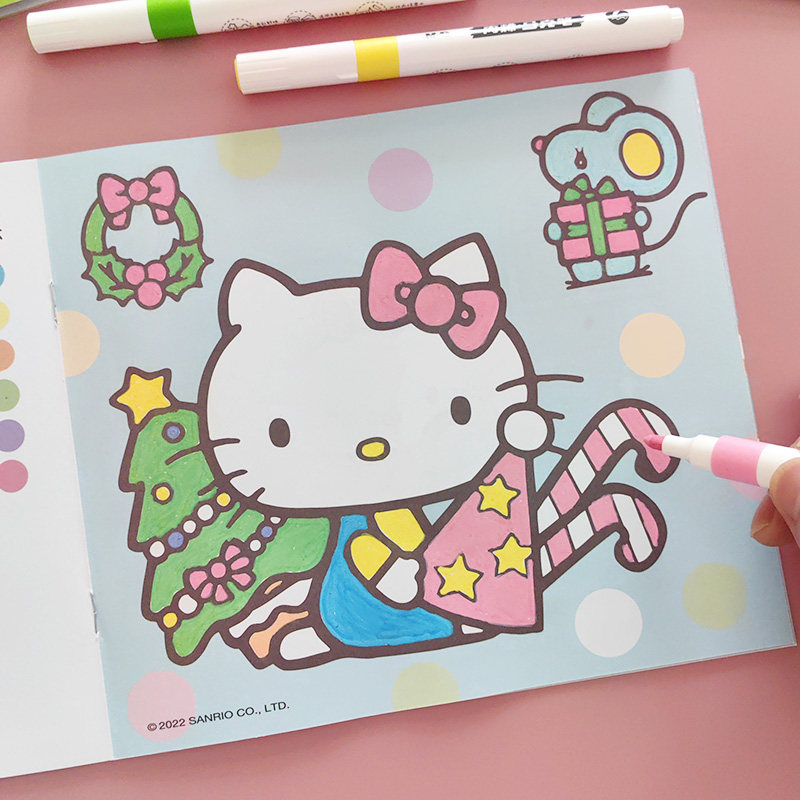 hellokitty凯蒂猫涂色书3到6岁女孩哈喽kt猫画本宝宝涂鸦填色玩具
