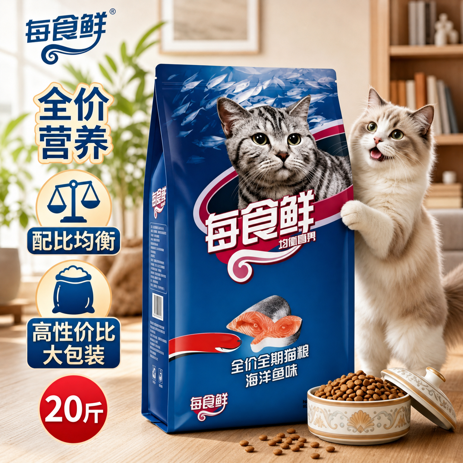 每食鲜猫粮全价全期猫粮鱼肉味成幼猫通用主食猫粮流浪猫猫粮实惠