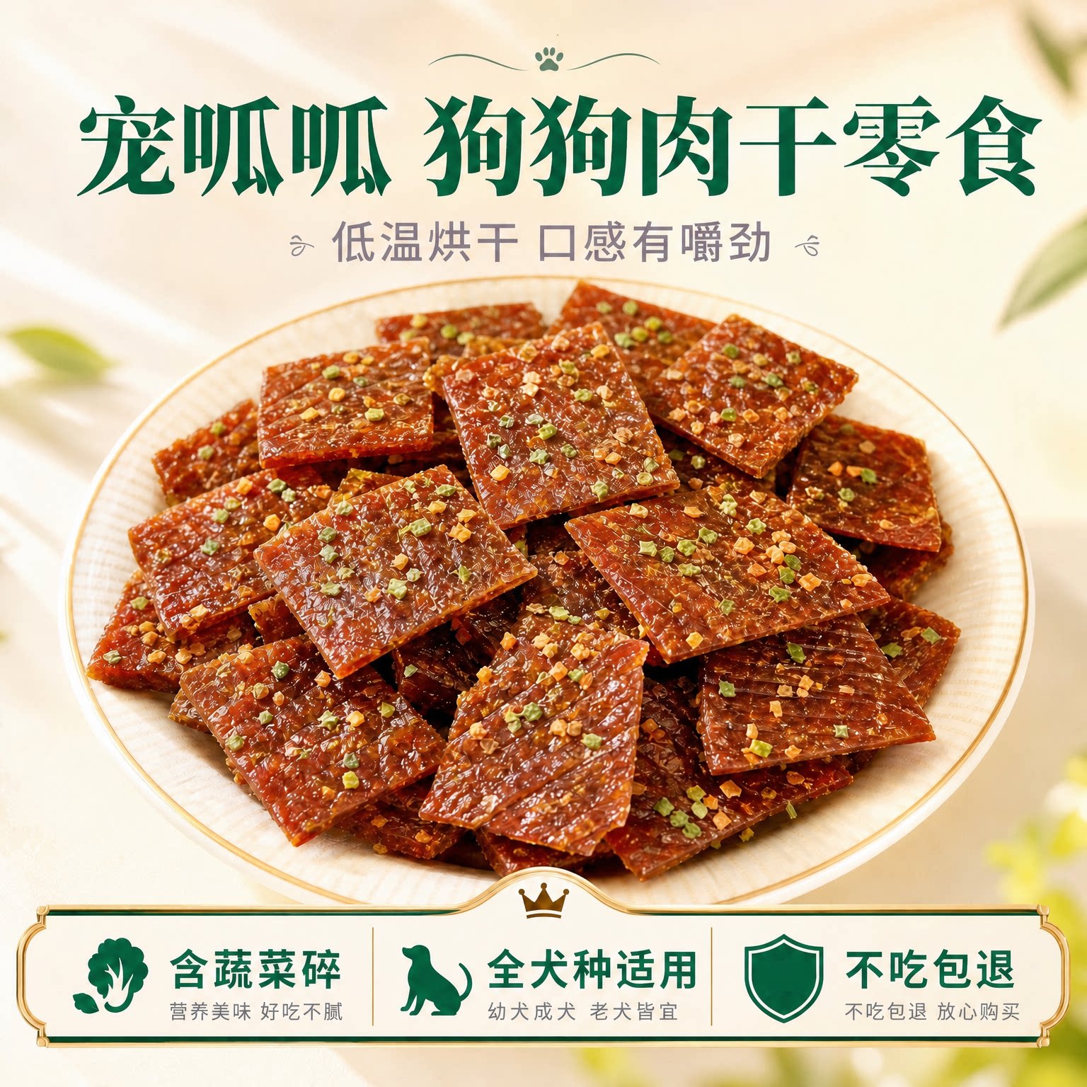 狗狗零食牛肉干果蔬肉片泰迪金毛成幼犬通用日常训练奖励正品包邮