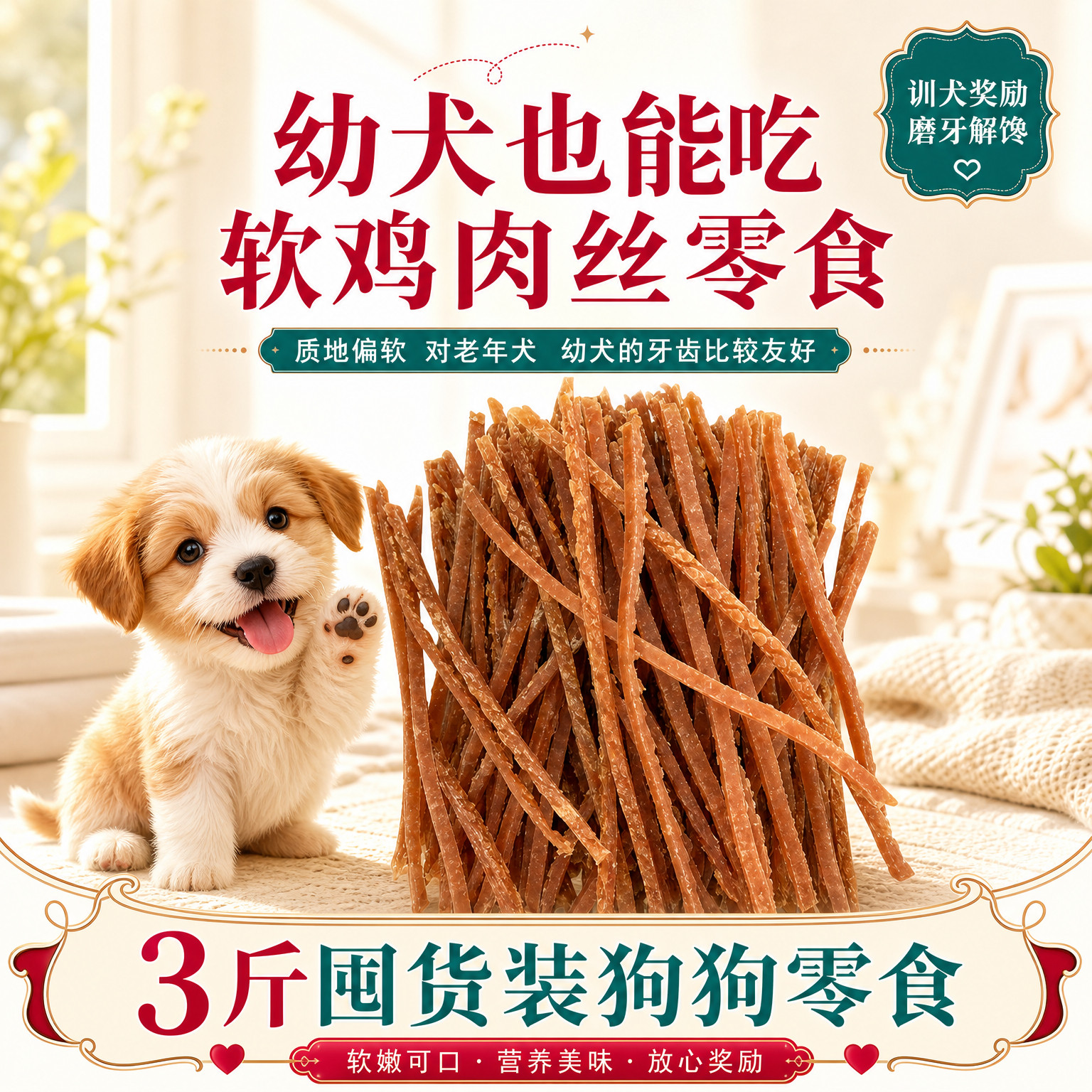 康贝儿低盐鸡肉条训犬奖励零食
