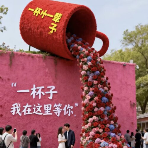 绿雕茶壶花海瀑布仿真绿雕工艺品户外美陈装饰景区绿雕景观小品