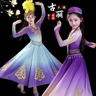 儿童新疆舞演出服古丽新娃哈哈维吾尔族维族手鼓舞铃鼓少女大摆裙
