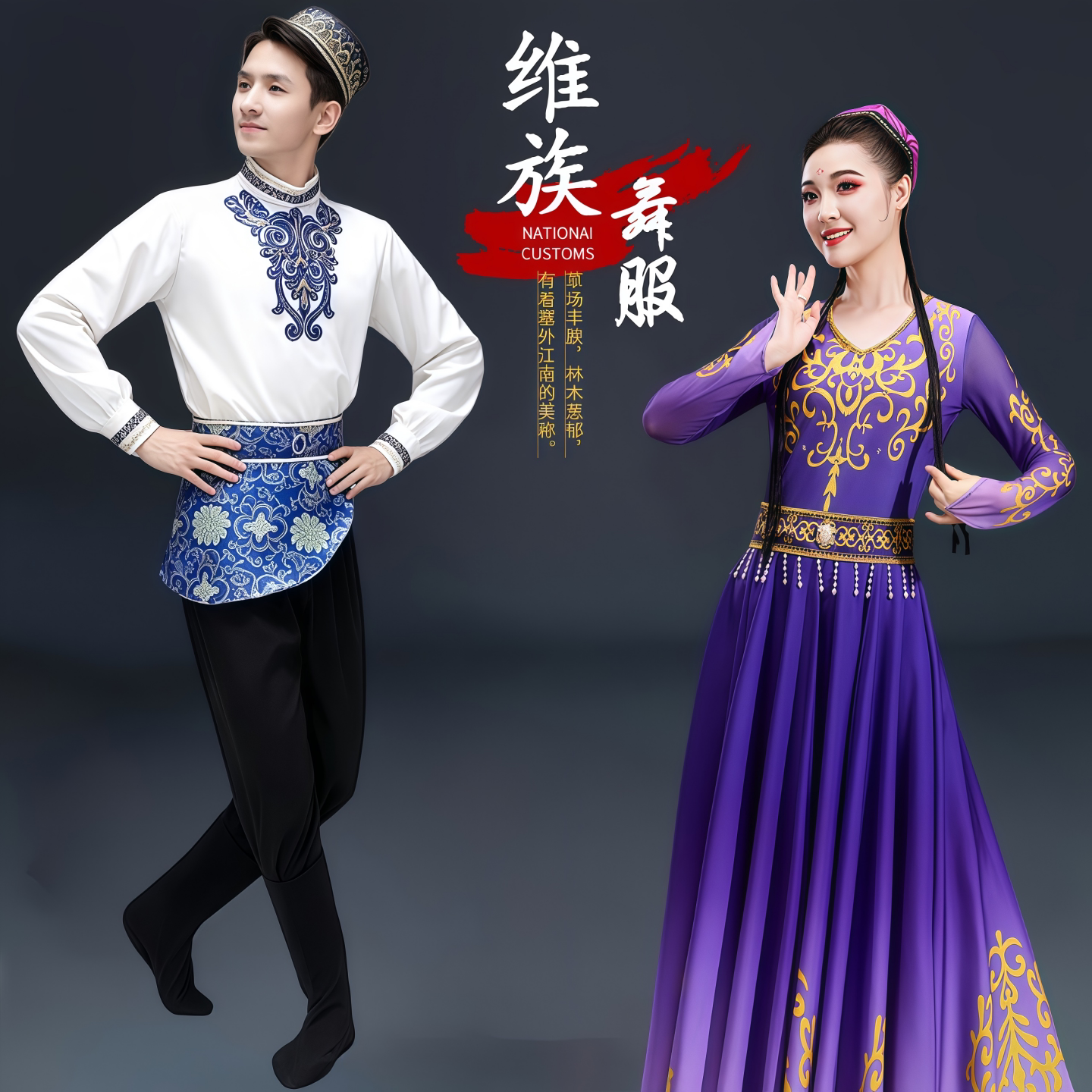 新疆舞蹈服装演出服男女成人民族广场舞艺考表演服维吾尔族大摆裙