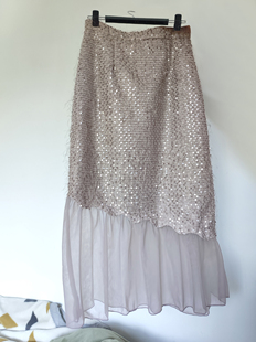 璀璨摇曳 人鱼姬半裙 亮片纱拼接鱼尾半身裙blingbling包臀裙子