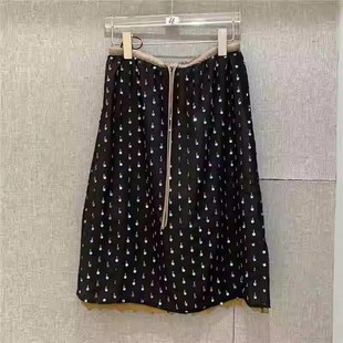 2025秋季 亮片珠管重工刺绣半身裙高腰抽绳显瘦A字裙短裙 新款