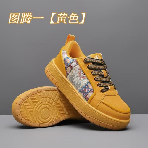 尧明大白毽鞋低帮系带拼接板鞋