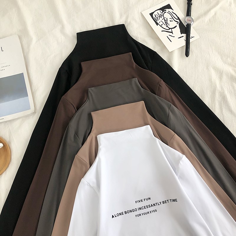 Half a Base coat Autumn and winter 2019 Korean Edition Western style letter Versatile Self cultivation Thin section Long sleeve Internal lap jacketin the Women's clothing/Boutique , T-shirt  category - from Buy2taobao.com to provide professional Taobao agent buy service