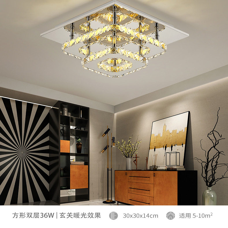 LED圆方形水晶过道灯走廊灯高级感玄关灯入户门厅灯跨境专供图片