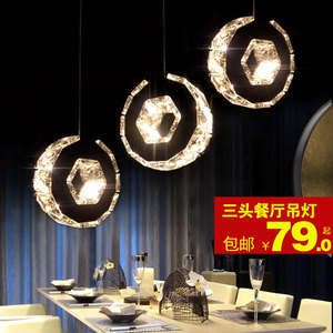 特价led单头温馨餐桌吧台吊灯现代 简约三头圆形饭厅灯水晶灯具