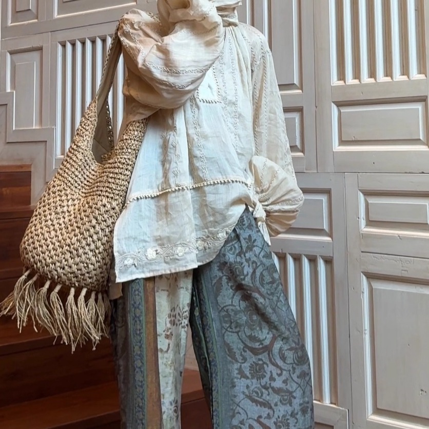 阔腿裤复古无品牌长裤